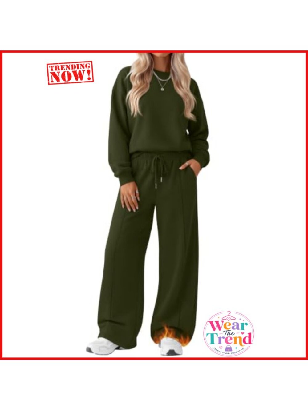 Women 2 Piece Fleece Lounge Set Oversized Sweatshirt Wide Leg Sweatpants